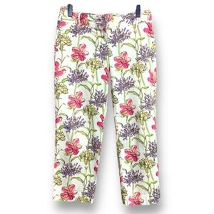 Ann Taylor Loft Size 8P Cream Floral Cropped Pants
